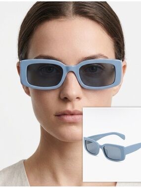 Rag & Bone Light Blue 52mm Rectangular Women's Sunglasses With UV protection